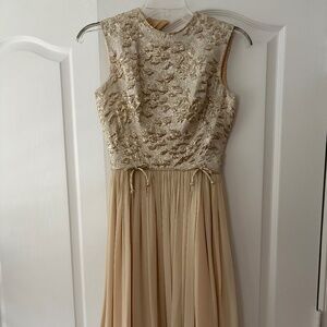 Vintage 50s Elinor Gay gold lamé chiffon dress